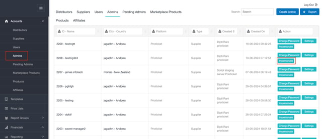 Impersonate API - Release Notes - Prioticket